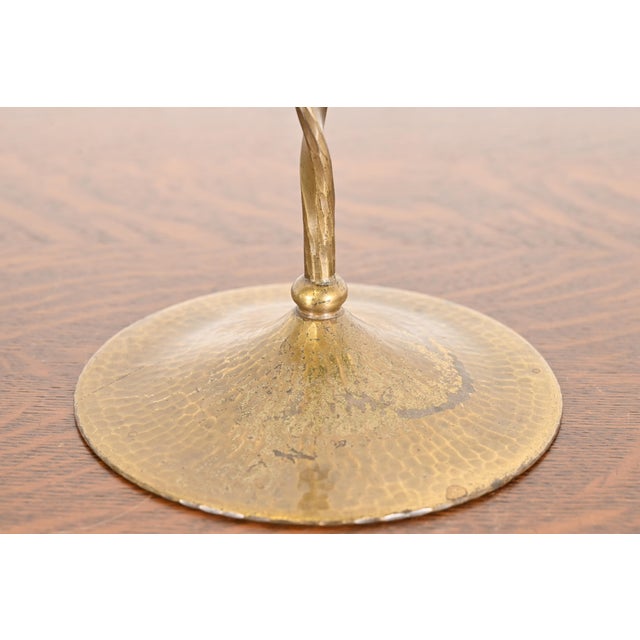 Brass Roycroft Arts & Crafts Brass Finished Hammered Copper Candelabras, Pair For Sale - Image 8 of 13