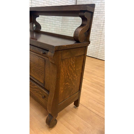 1900s Antique Empire Quarter Sawn Oak Sideboard With Mirror Chairish