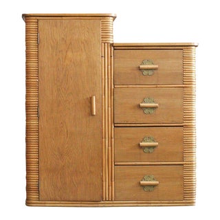 Vintage Vintage Stacked Rattan Armoire For Sale