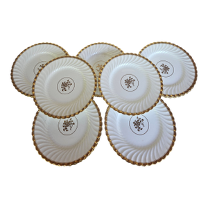 Antique Porcelain Fluted Gold Edge 9" Plates by Mintons England - 1 Dozen