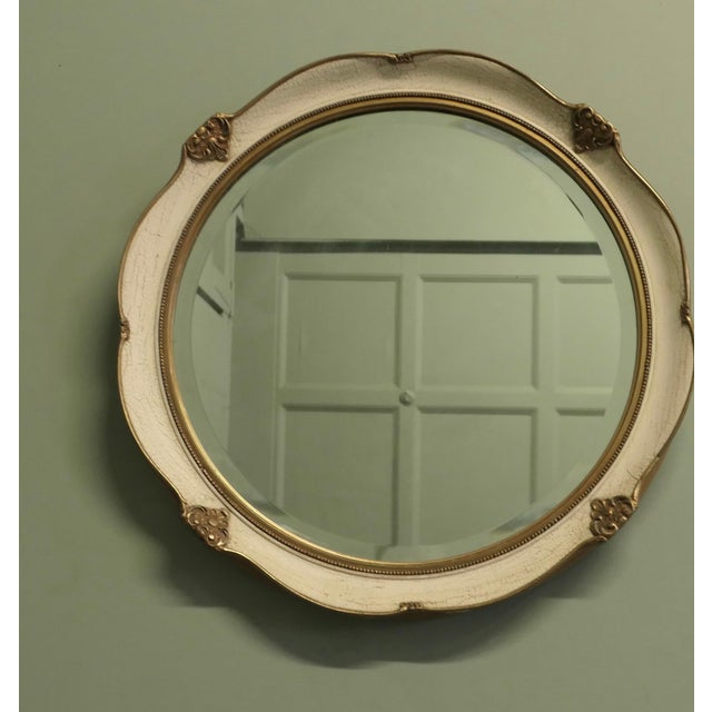 French Art Deco Round Gilt and Cream Wall Mirror, 1930s For Sale - Image 4 of 7