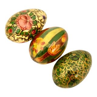 Hand Painted Decoupage Eggs - Set of 3 For Sale