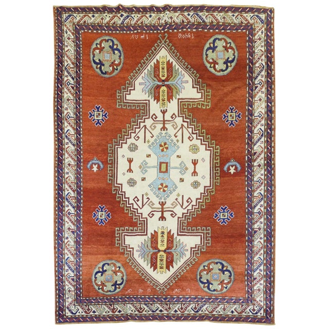 Madder Red Armenian Antique Rug, Dated 1940 - 6'5" x 9'1" For Sale - Image 9 of 18