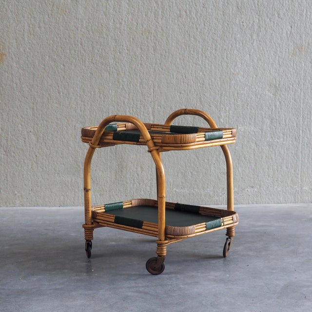 1950s Vintage Bamboo Serving Trolley, 1950s For Sale - Image 5 of 18