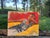 Vintage Original Modernist Figurative Painting Reclining Woman Red Yellow Abstract Art Mid Century For Sale - Image 4 of 8
