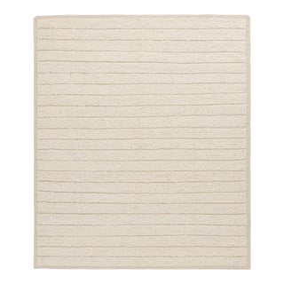 Rug & Kilim’s Textural Kilim Rug in Cream and White High-Low Stripes - 14x20 For Sale
