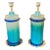 Murano Blue Glass Column Lamps - a Pair For Sale