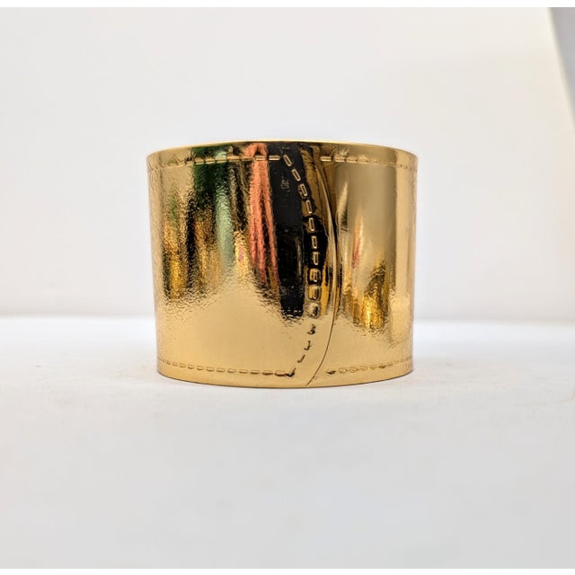 Vintage 1980s Signed Monet Wide Goldtone Cuff Bracelet For Sale - Image 12 of 14