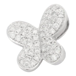 14k White Gold Micro Pave Diamond Butterfly Pendant Charm for Her For Sale