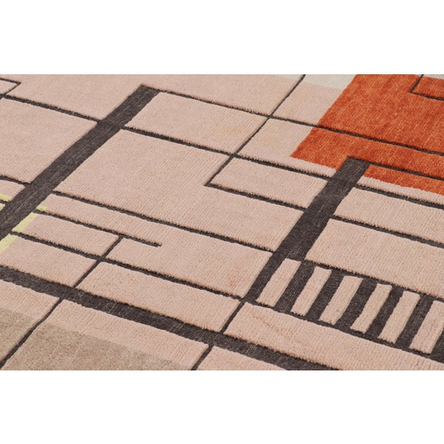 Mid-Century Modern Rug and Kilim’s Scandinavian Style Rug in Beige With High-Low Geometric Patterns For Sale - Image 3 of 7