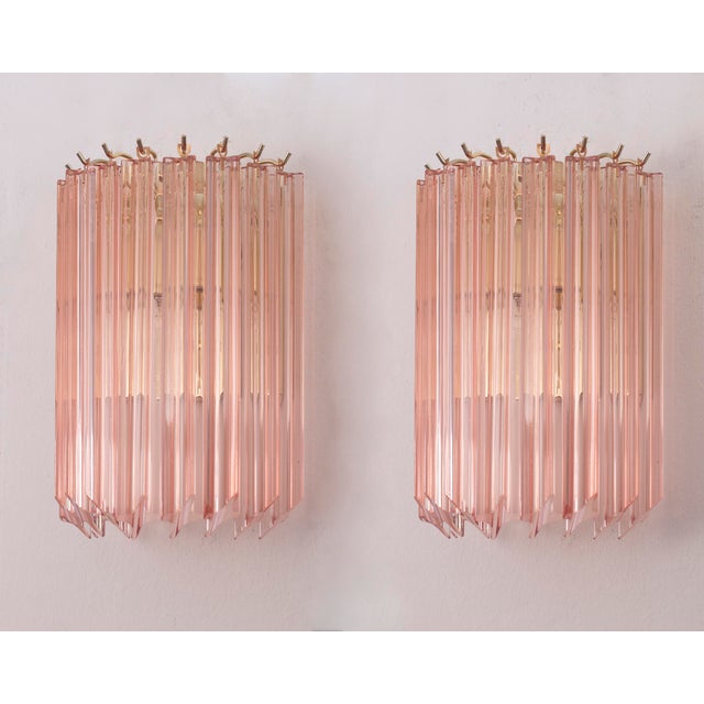 Set of 2 murano glass wall sconces with quadrihedrons, made in italy, elegant wall lamp type: wall sconce glass color:...