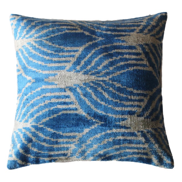 Blue Blue Color Turkish Hand Made Pillow For Sale - Image 8 of 8