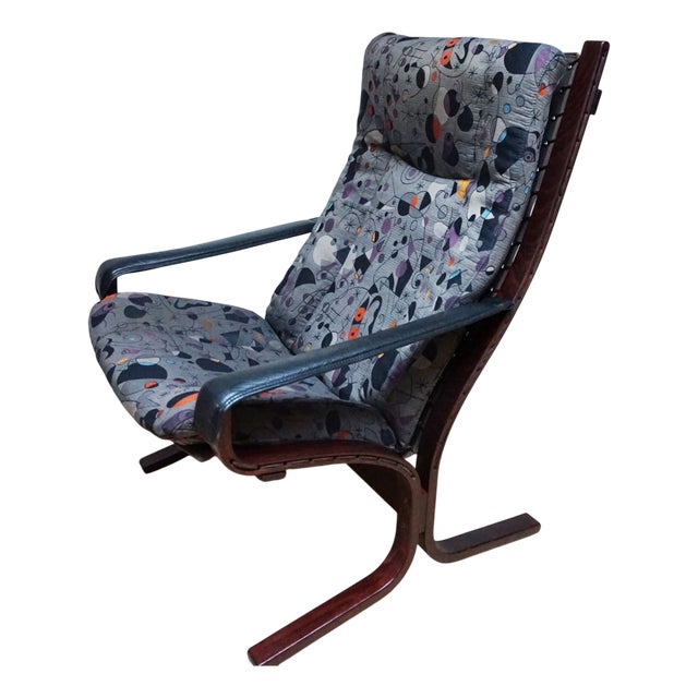 Vintage Siësta Lounge Chair by Ingmar Relling for Westnofa with Joan Miro Upholstery, 1970s For Sale