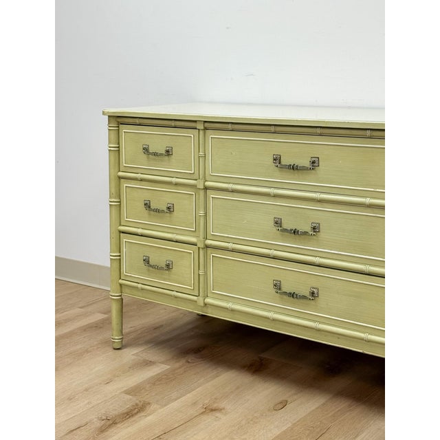 Mid 20th Century Vintage Dresser Henry Link Green Nine Drawer Bali Hai Coastal Hollywood Regency For Sale - Image 5 of 18