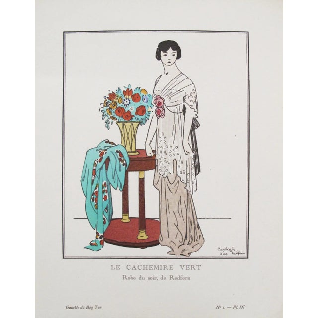 1912 Gazette du Bon Ton Fashion Plate, Cachemire Vert For Sale - Image 5 of 5