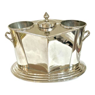 Vintage Art Deco Silver Plate Double Champagne Chiller Ice Bucket For Sale