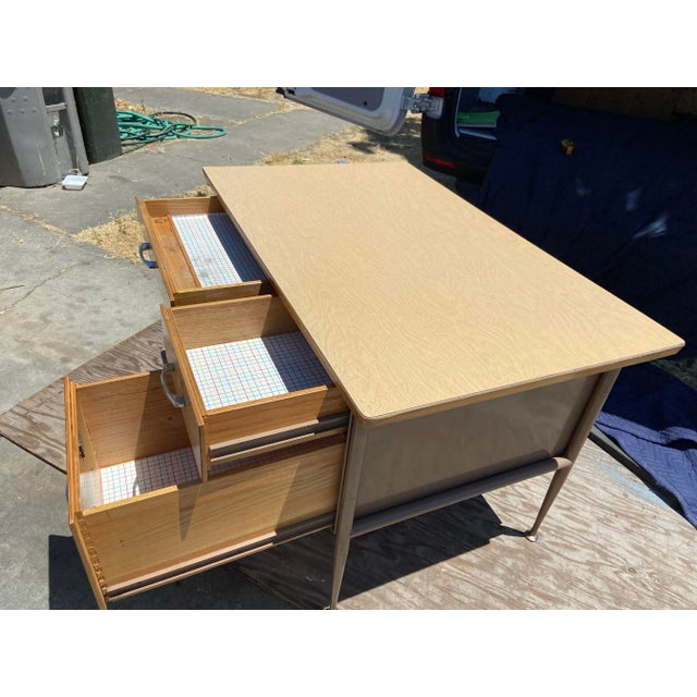 1960s Vintage Mid Century Modern Metal Tanker Desk For Sale - Image 10 of 12