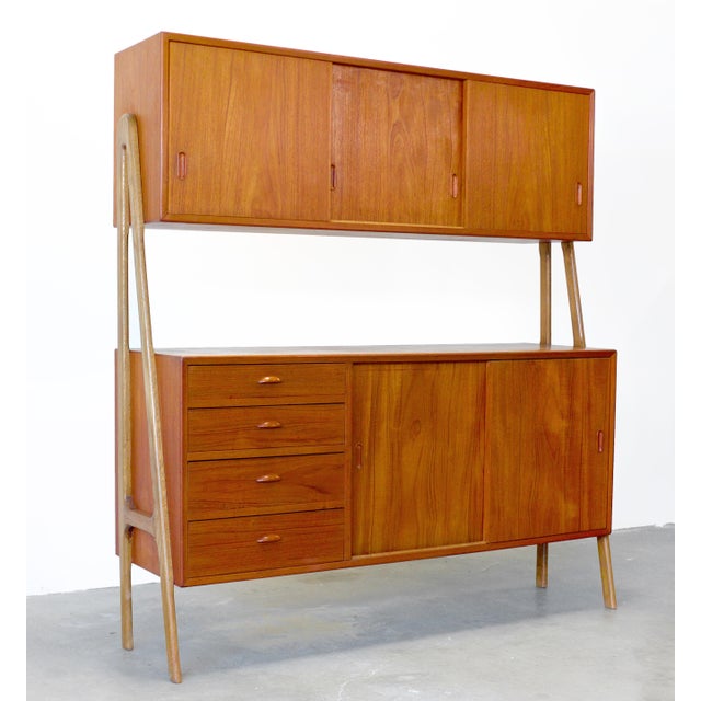 1960s Double-Tiered Danish Teak Tall Sideboard / Highboard For Sale - Image 4 of 16