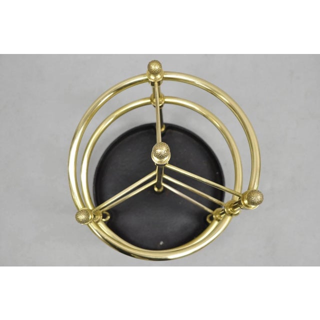 Late 20th Century Sarreid LTD Victorian Style Polished Brass Cast Iron Spiral Umbrella Cane Stand For Sale - Image 5 of 10
