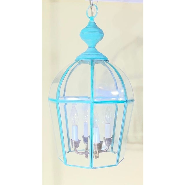 Vintage Hexagonal Solid Brass Hanging Lantern / Dome Pendant Light For Sale In Miami - Image 6 of 17