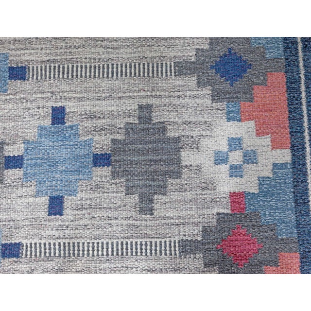 Scandinavian Mid-Century Slate Gray Flatweave Rug By Ulla Parkdal For Sale - Image 4 of 8