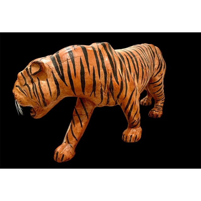 1960s Vintage Leather Wrapped Tiger Sculpture. For Sale - Image 4 of 8