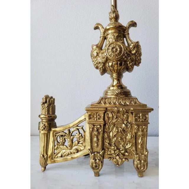 Antique French Neoclassical Fireplace Chenet Lamps - a Pair For Sale In Dallas - Image 6 of 11