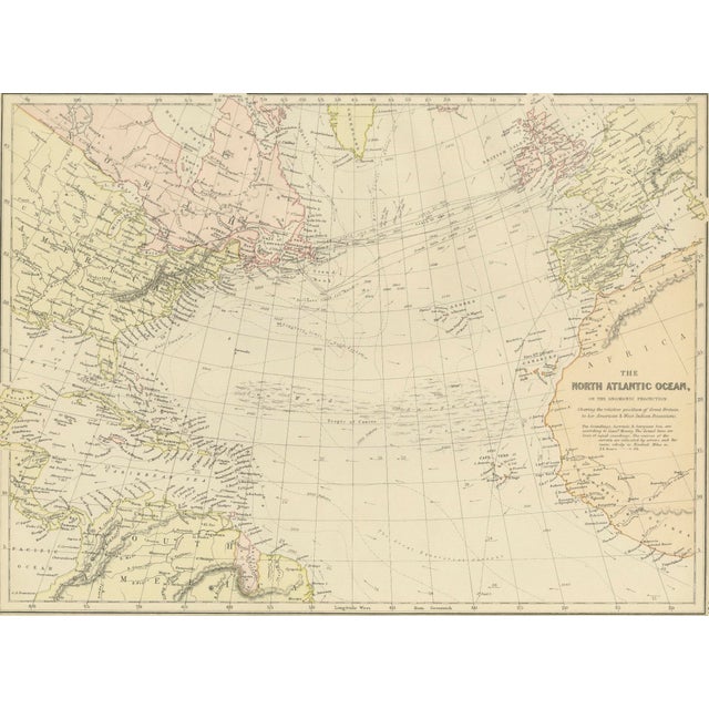 Map of the North Atlantic Ocean, 1882 For Sale - Image 4 of 5