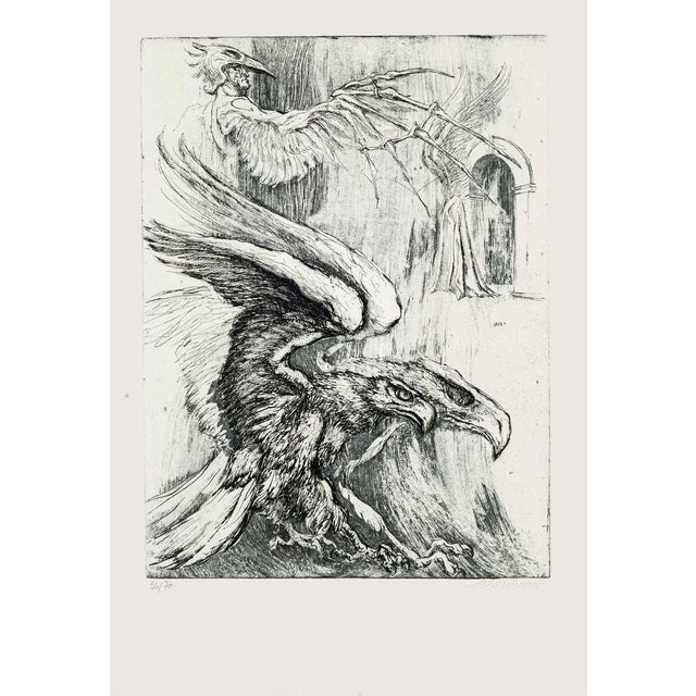 Eagles - Original Etching by M. Chirnoaga - Late 20th Century Late 20th Century For Sale - Image 3 of 3