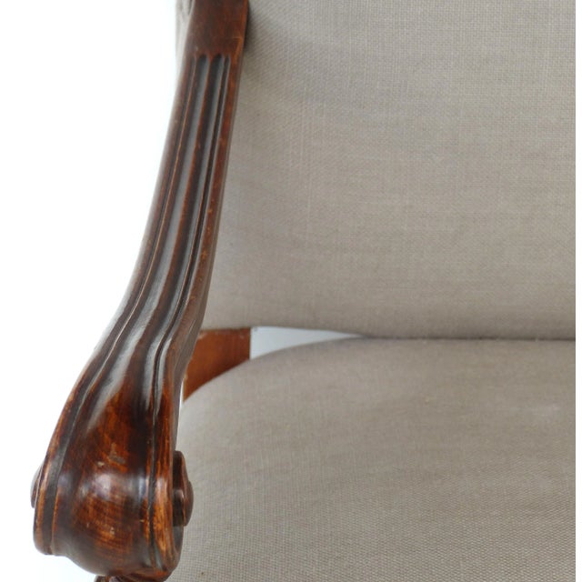 Wood Carved Barley Twist Armchair, Upholstered Seat & Back For Sale - Image 7 of 11