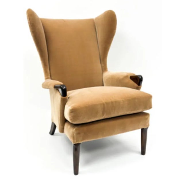 Original Parker Knoll Wingback Armchair newly reupholstered in honey color mohair fabric This Parker Knoll Model 757...