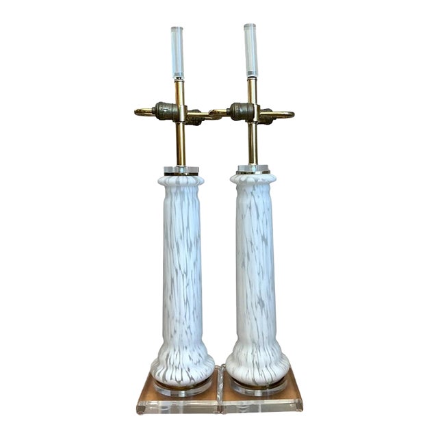 Vintage Italian Glass Table Lamps - A Pair For Sale