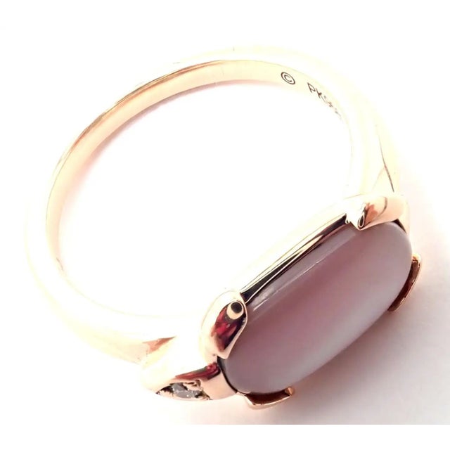 Cartier Tortue Diamond Mother of Pearl Rose Gold Ring, Size 5.25 For Sale In Philadelphia - Image 6 of 8