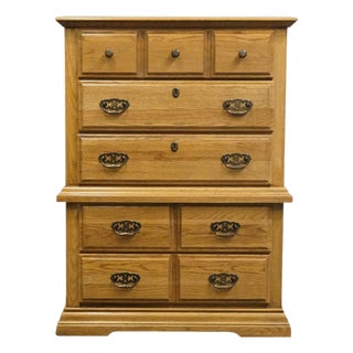 Broyhill Premier Early American Country Style Solid Oak 37" Chest on Chest 6510-41 For Sale