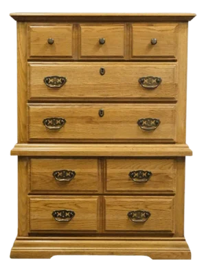 Broyhill Premier Early American Country Style Solid Oak 37" Chest on Chest 6510-41