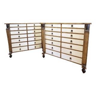 Pair of Leather Wrapped Chests in a Custom Finish For Sale