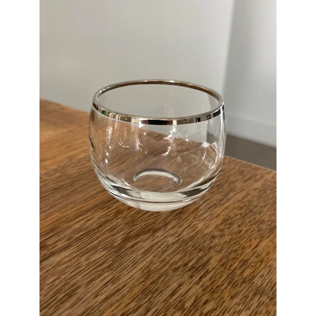 Mid-Century Modern 1960s Vintage Roly Poly Silver Rimmed Martini Glasses in the Style of Dorothy Thorpe-Set of 6 For Sale - Image 3 of 11