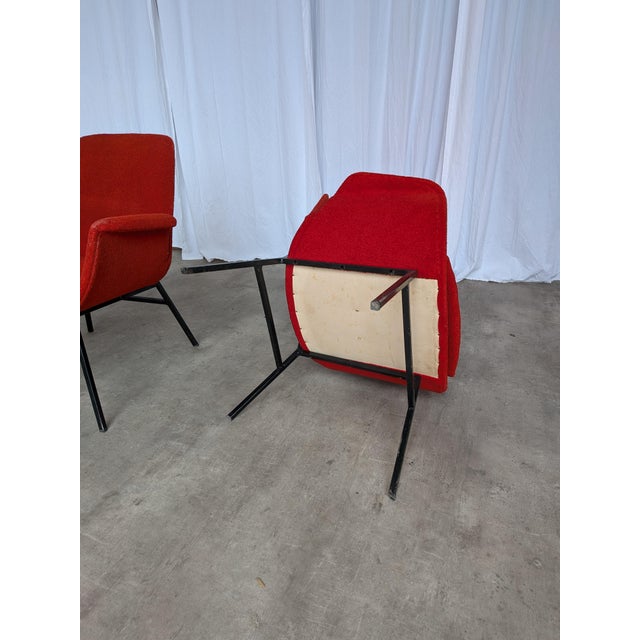 Mid-Century Red Fabric Armchairs in style of Alvin Lustig, 1970s, Set of 2 For Sale - Image 17 of 18
