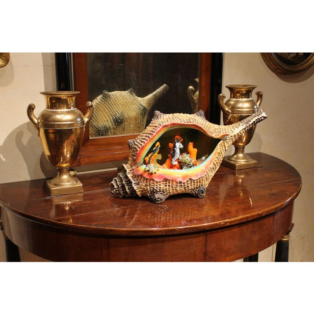 There is all the Italian artisan mastery in this exceptional Mid-Century Modern open worked large Majolica ornament...