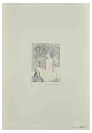 Leo Guida, Woman with Signals, Original Etching, 1989