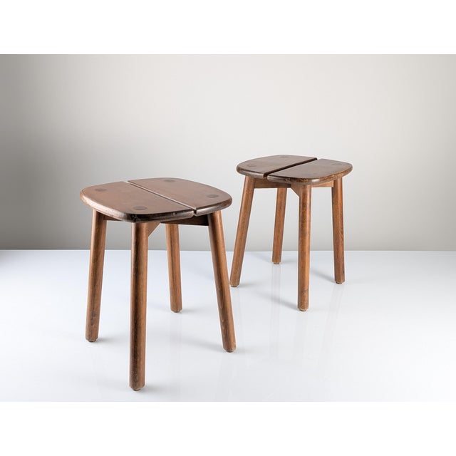 Wooden Stools by Pierre Gautier Delaye, France, 1960s, Set of 2 For Sale - Image 18 of 18