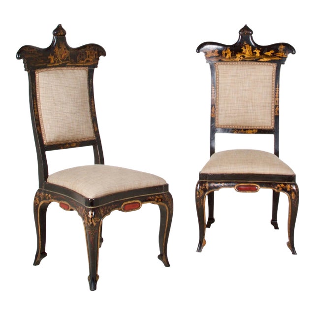 Early 19th Century Regency Chinoiserie Decorated Side Chairs - a Pair For Sale