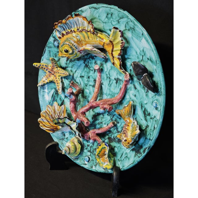 Majolica Sculpture Plate from Vietri, 1960s For Sale - Image 3 of 11