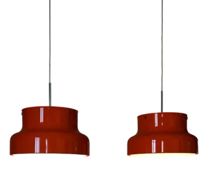 Orange Bumling Pendant Lamps by Anders Pehrson for Ateljé Lyktan, 1960s, Set of 2