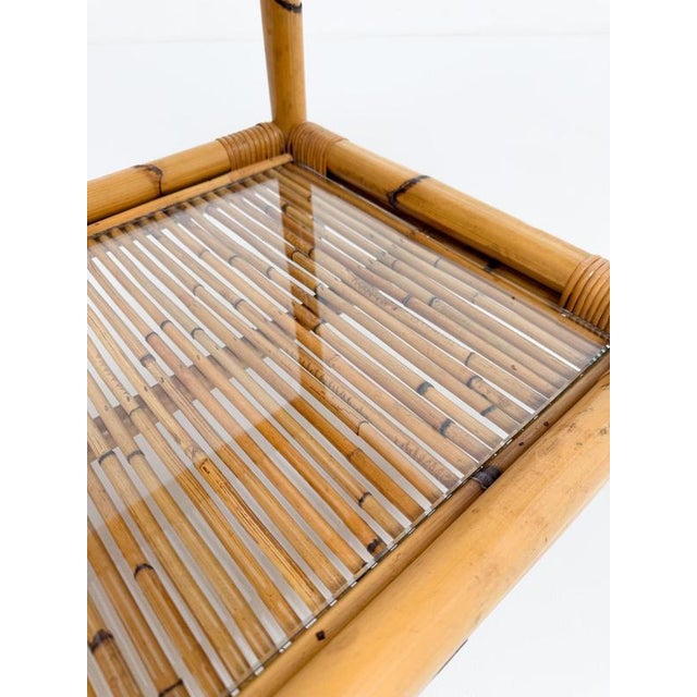 Mid-Century Modern Italian Bamboo Cane and Rattan Bar Cart, 1970s For Sale - Image 11 of 18