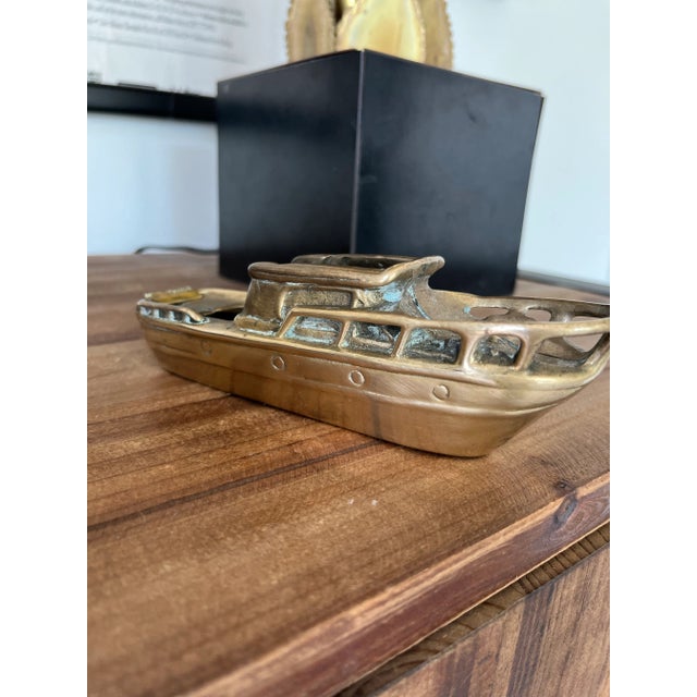1960s Brass Boat Desktop Tape Dispenser For Sale - Image 4 of 9