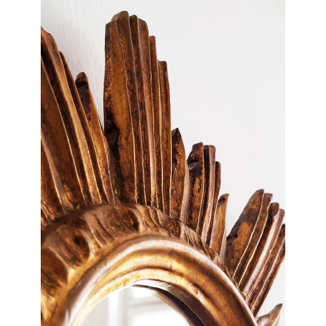 Mid-Century Modern Giltwood Sunburst Mirror, 1960s For Sale - Image 6 of 9
