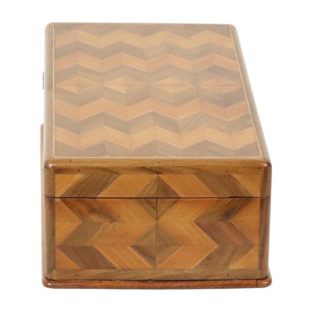 Art Deco Style Wooden Jewelry Box with Chevron Inlay, 1950s For Sale - Image 10 of 18