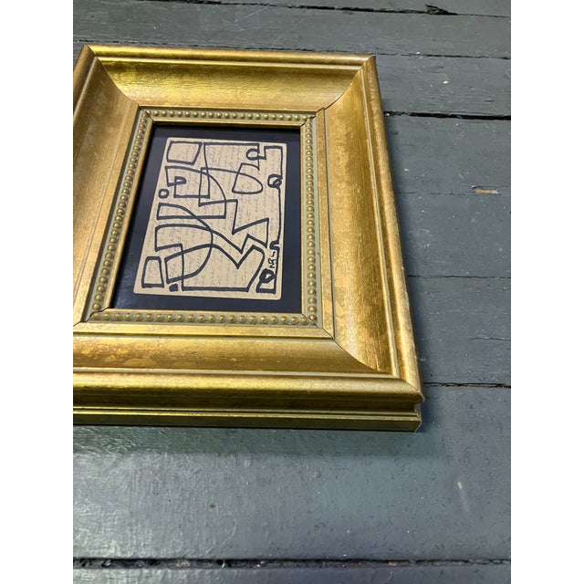 Contemporary 3 Original Wayne Cunningham Abstract Marker Drawings Chunky Gold Frames-Set of 3 For Sale - Image 4 of 5