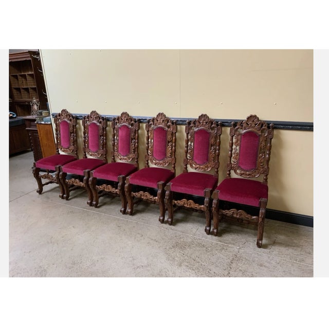 Wood Antique High Neo-Renaissance Chairs, 1880, Set of 6 For Sale - Image 7 of 9